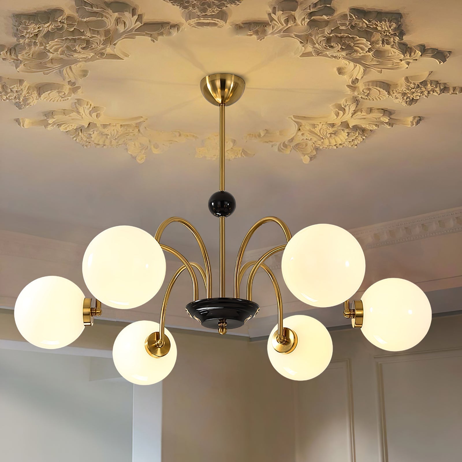 Lustra Chandelier Cadre en Tige et Blanc - Neutralighting
