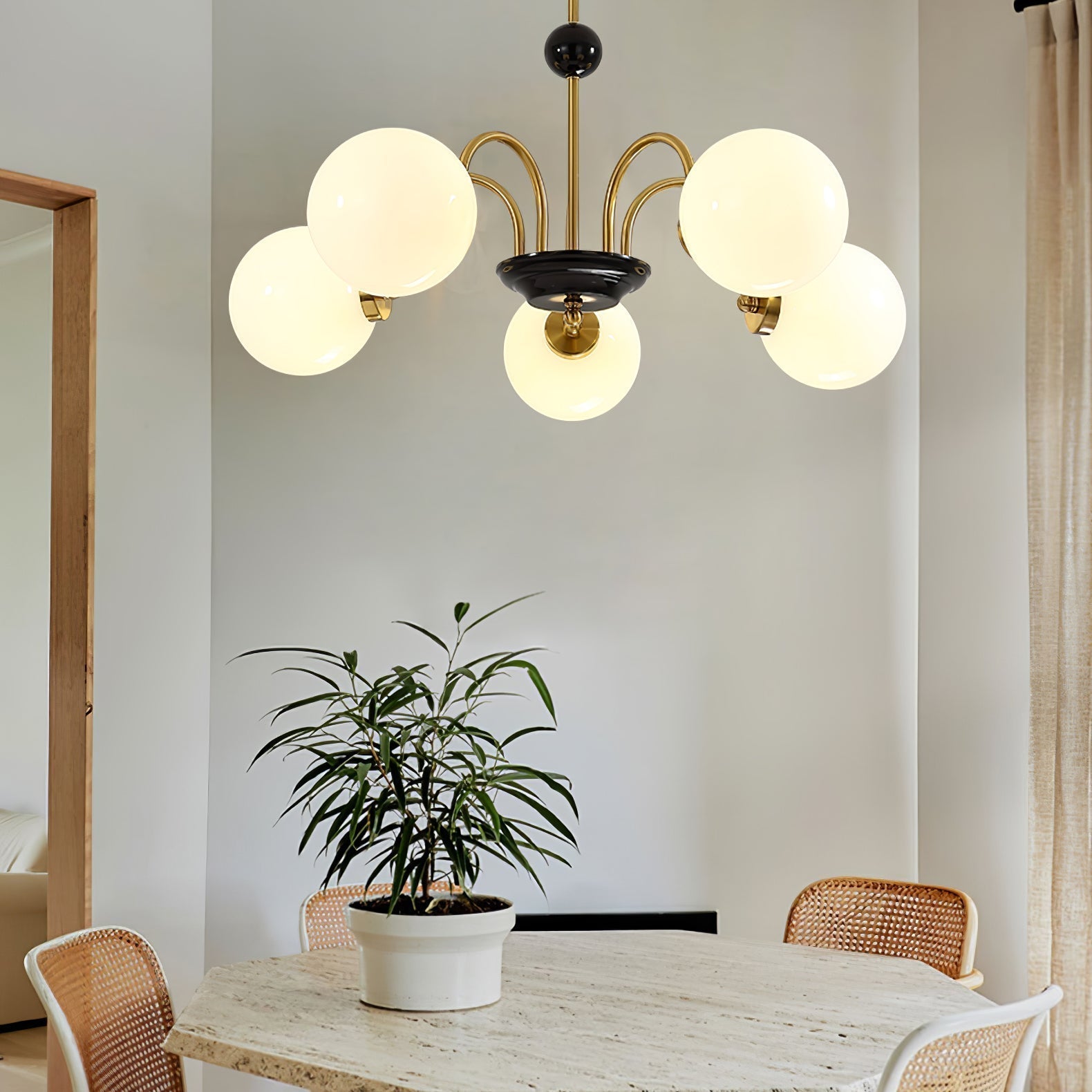 Lustra Chandelier Cadre en Tige et Blanc - Neutralighting