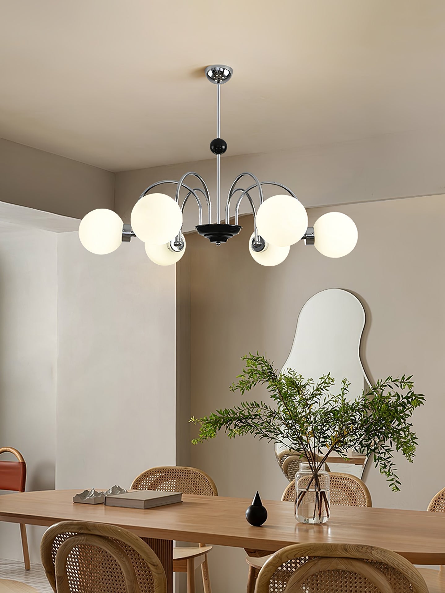 Lustra Chandelier Cadre en Tige et Blanc - Neutralighting