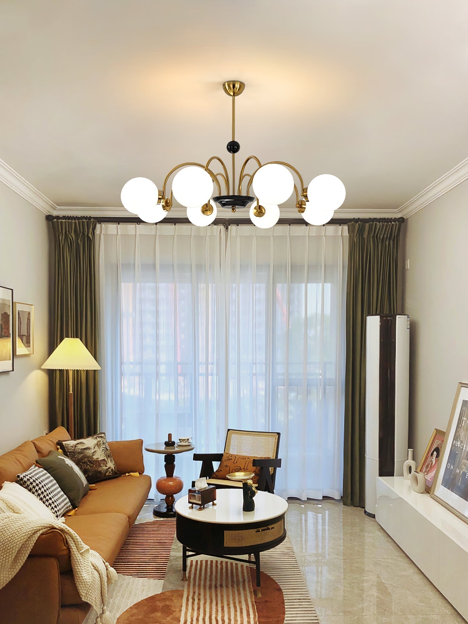 Lustra Chandelier Cadre en Tige et Blanc - Neutralighting