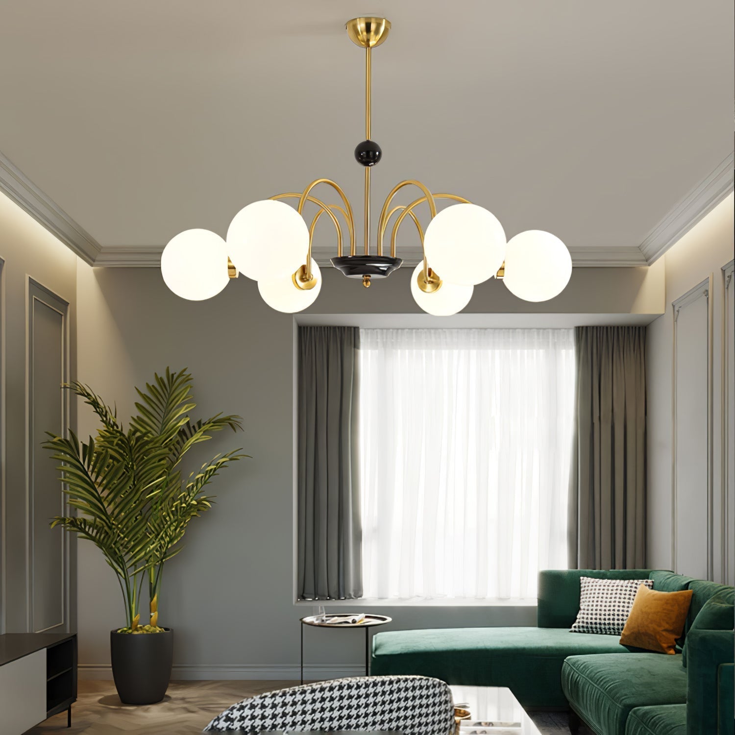 Lustra Chandelier Cadre en Tige et Blanc - Neutralighting