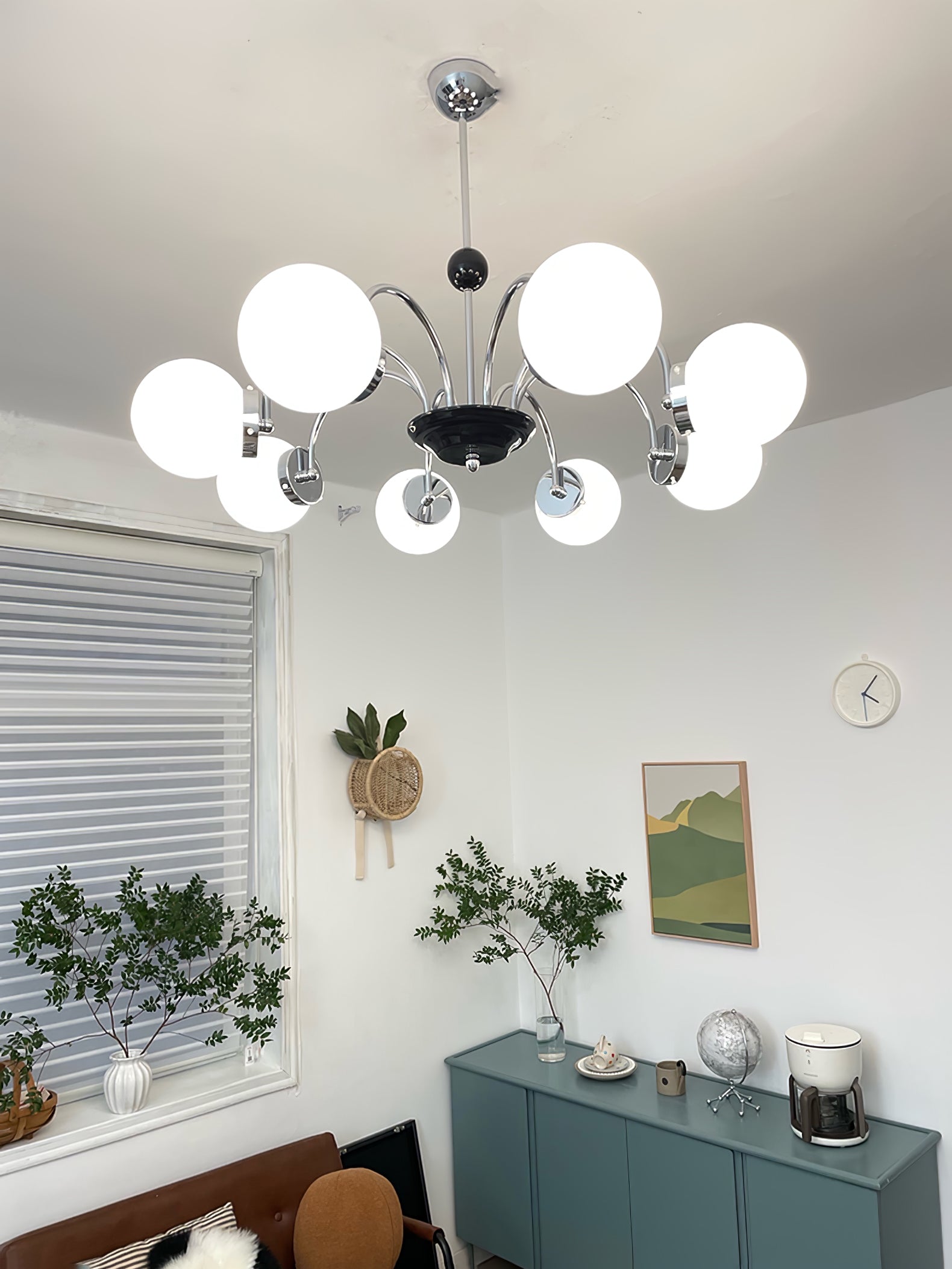 Lustra Chandelier Cadre en Tige et Blanc - Neutralighting