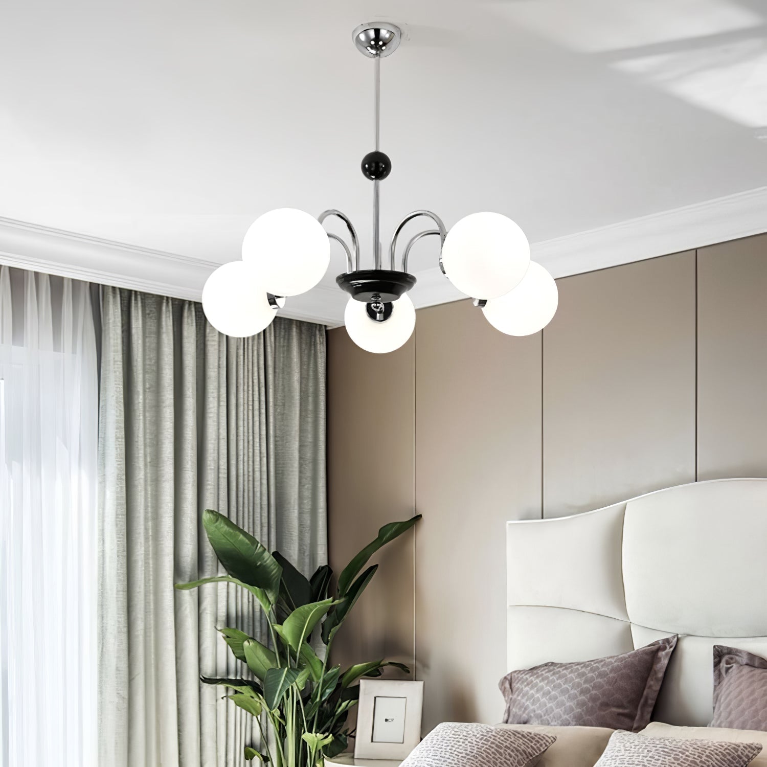 Lustra Chandelier Cadre en Tige et Blanc - Neutralighting