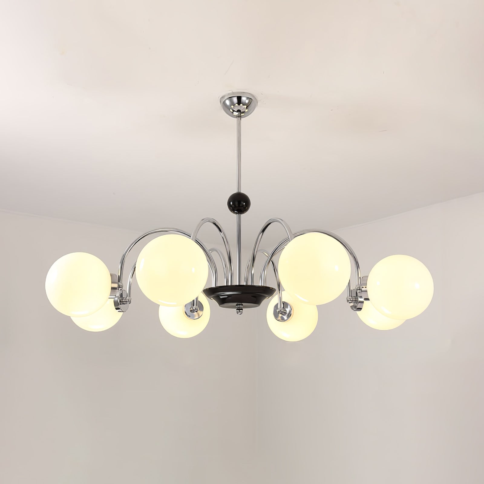 Lustra Chandelier Cadre en Tige et Blanc - Neutralighting