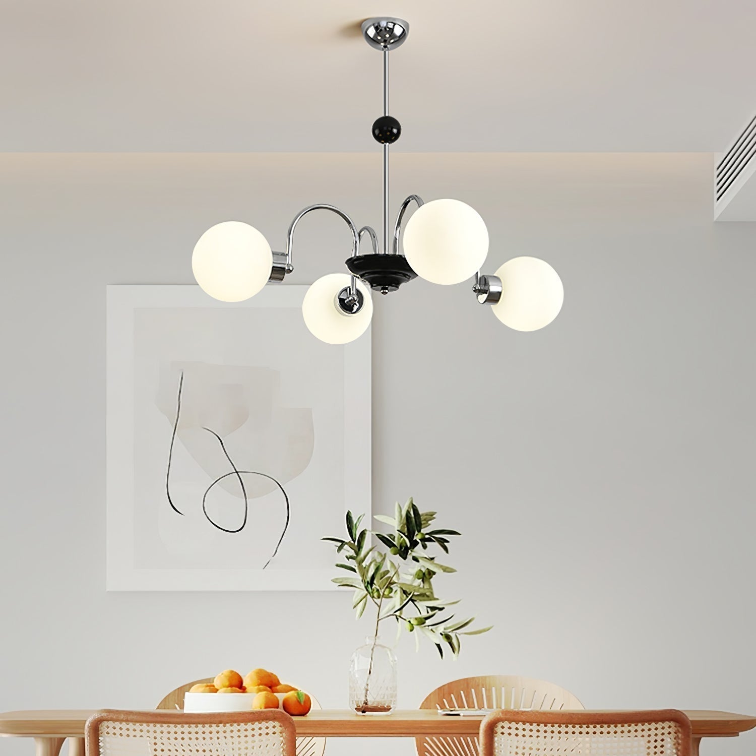 Lustra Chandelier Cadre en Tige et Blanc - Neutralighting