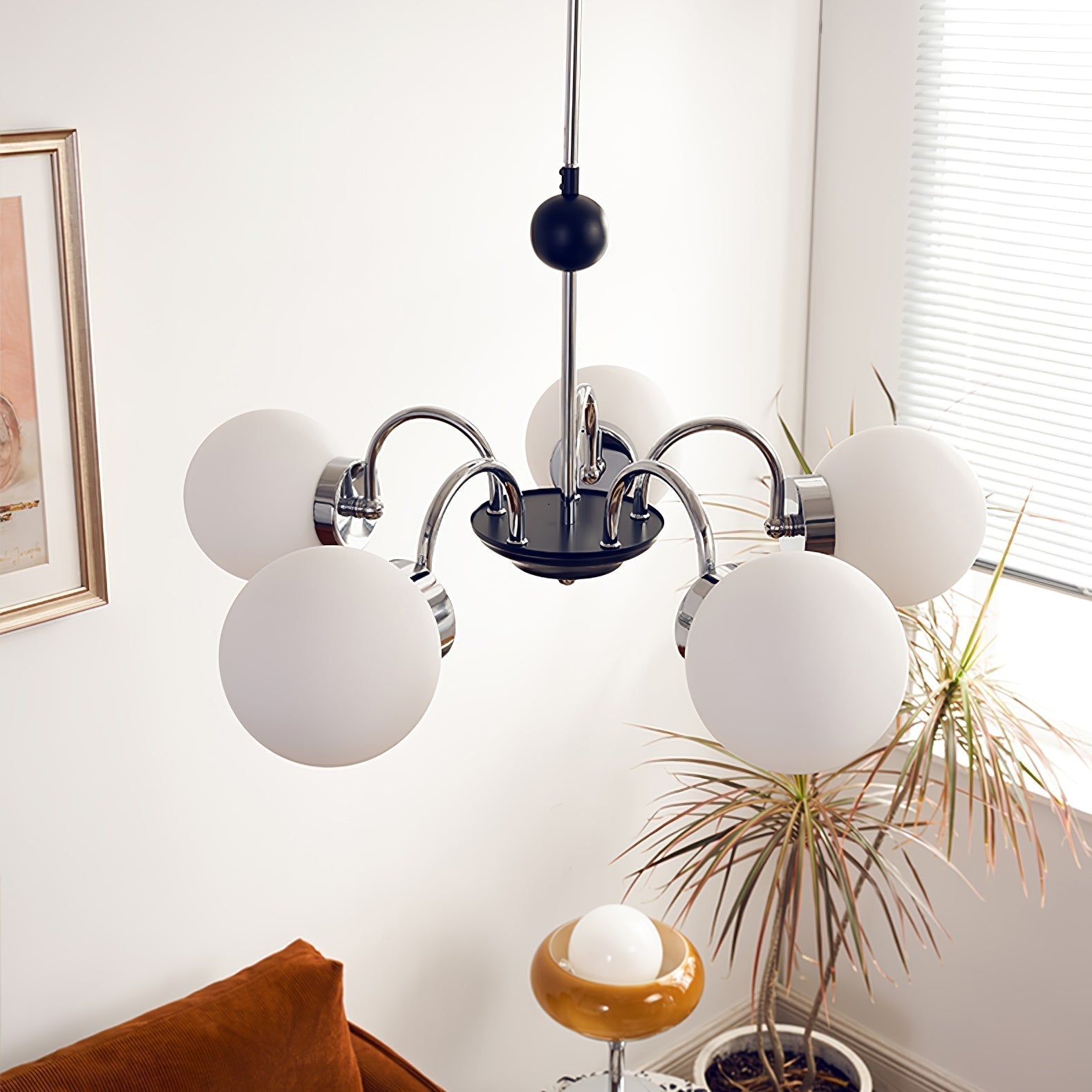 Lustra Chandelier Cadre en Tige et Blanc - Neutralighting