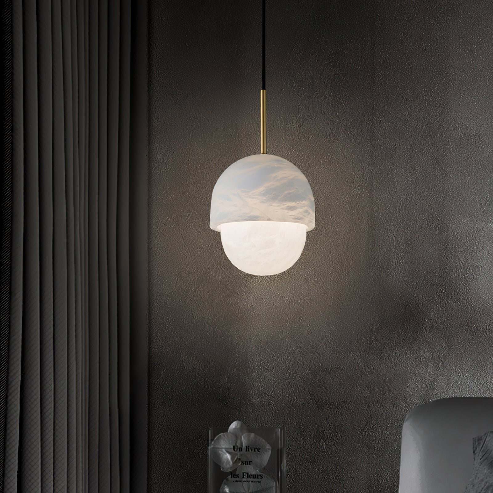 Aurzorus Modern Minimalist Art Alabaster Pendant Light - Lamp Copper