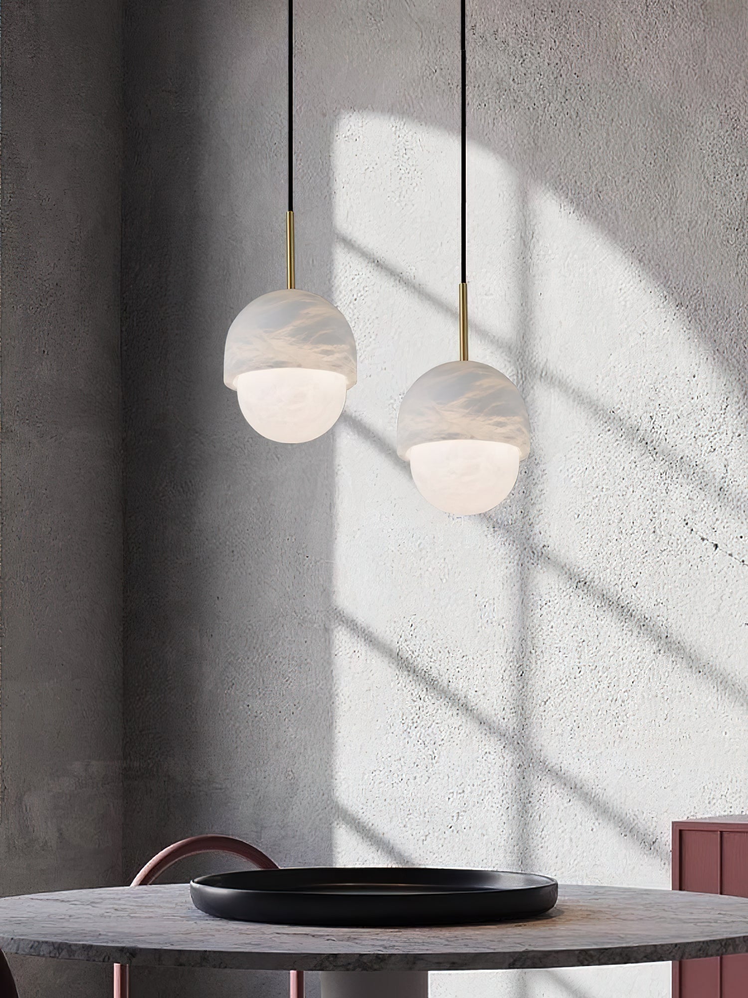 Aurzorus Modern Minimalist Art Alabaster Pendant Light - Lamp Copper