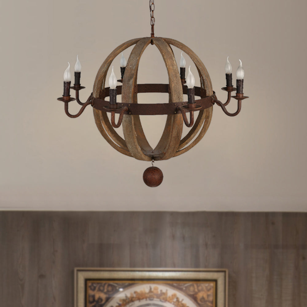 Silva Rustique Suspension Bois Métal Couloir Restaurant - Neutralighting
