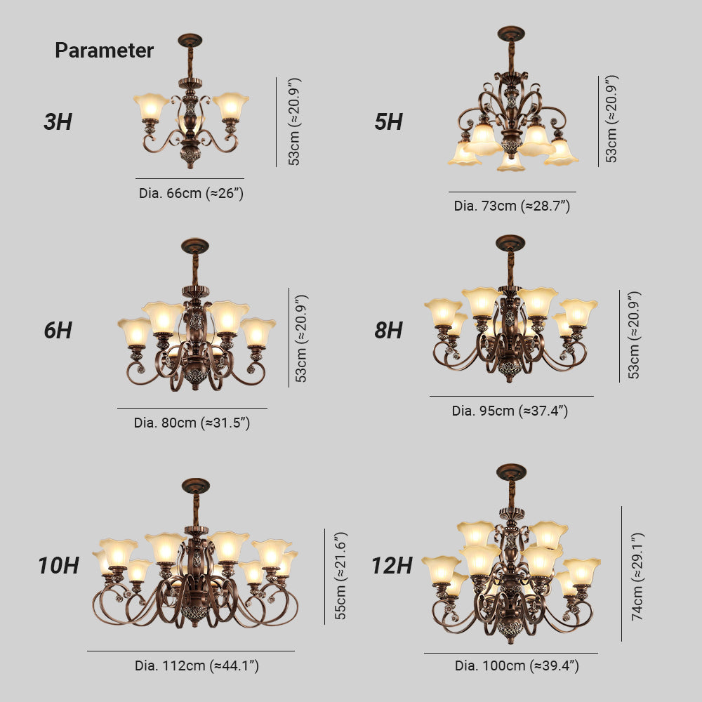 Arisha Rétro Fleur Suspension Métal Verre Salon Chambre à Coucher - Neutralighting