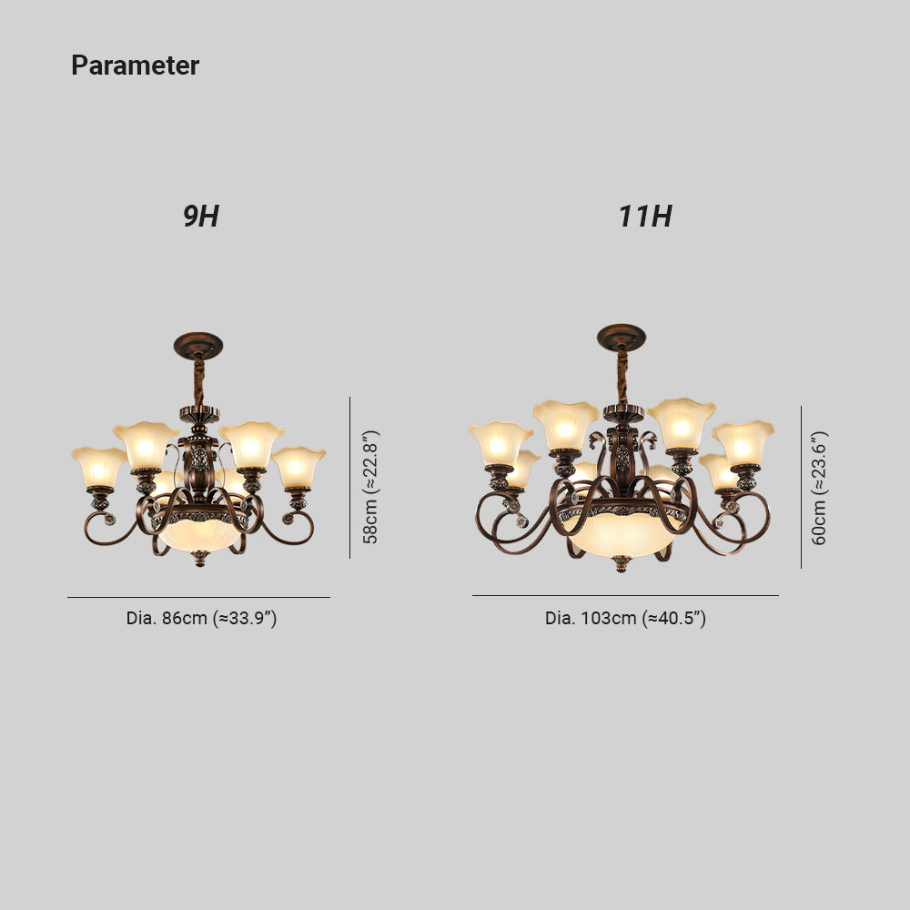 Arisha Rétro Fleur Suspension Métal Verre Salon Chambre à Coucher - Neutralighting