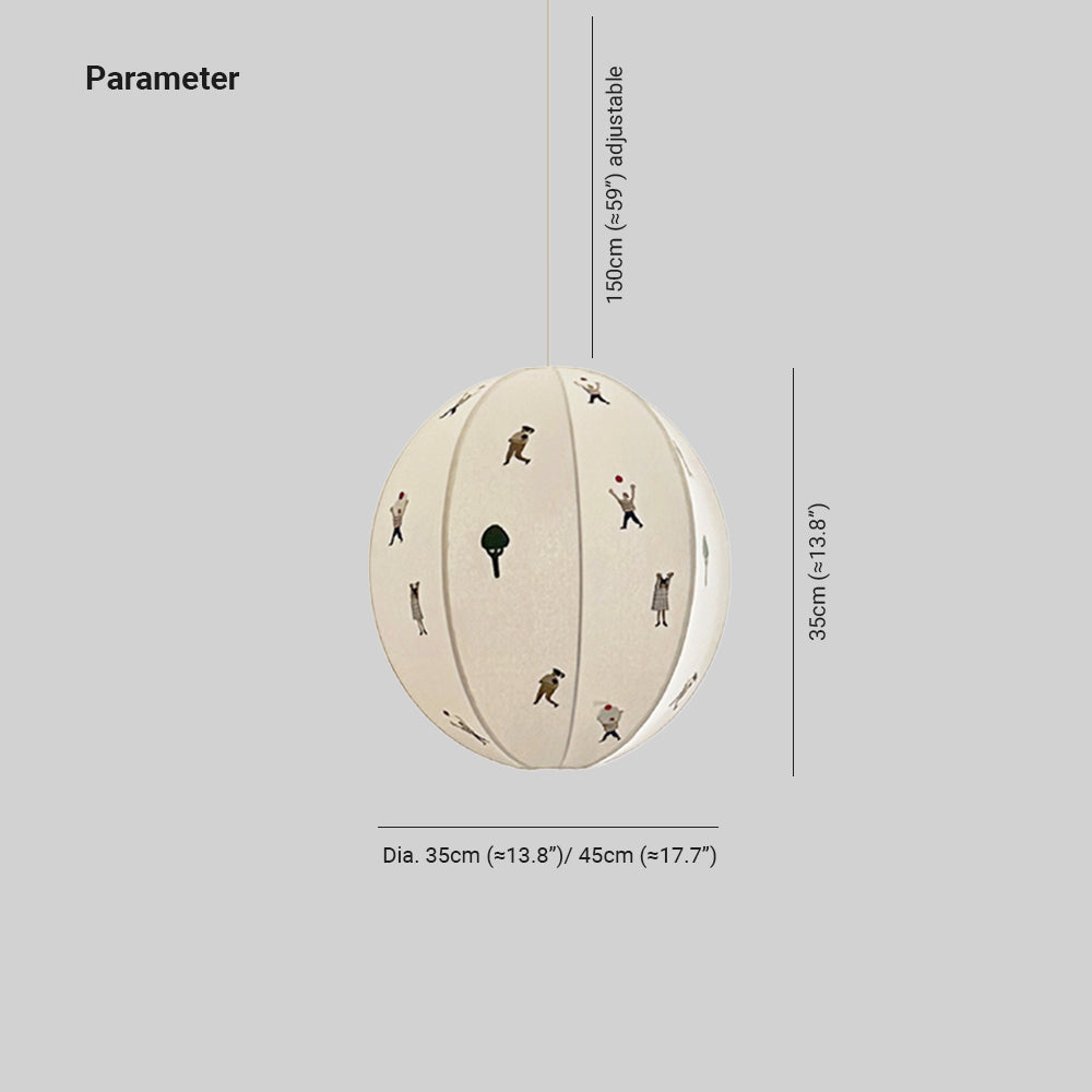 Elva Suspension Boule en Papier avec Motifs Dessinés