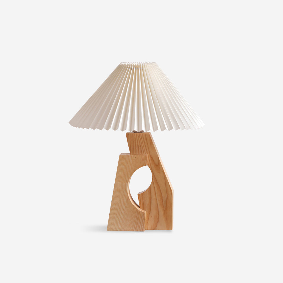 Zain Lampe de Table Plissée Papier Plissée Sculpturale en Bois - Neutralighting