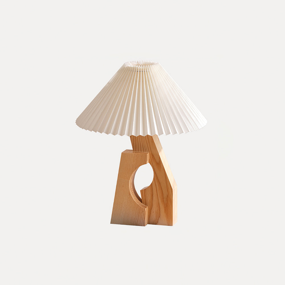 Zain Lampe de Table Plissée Papier Plissée Sculpturale en Bois - Neutralighting
