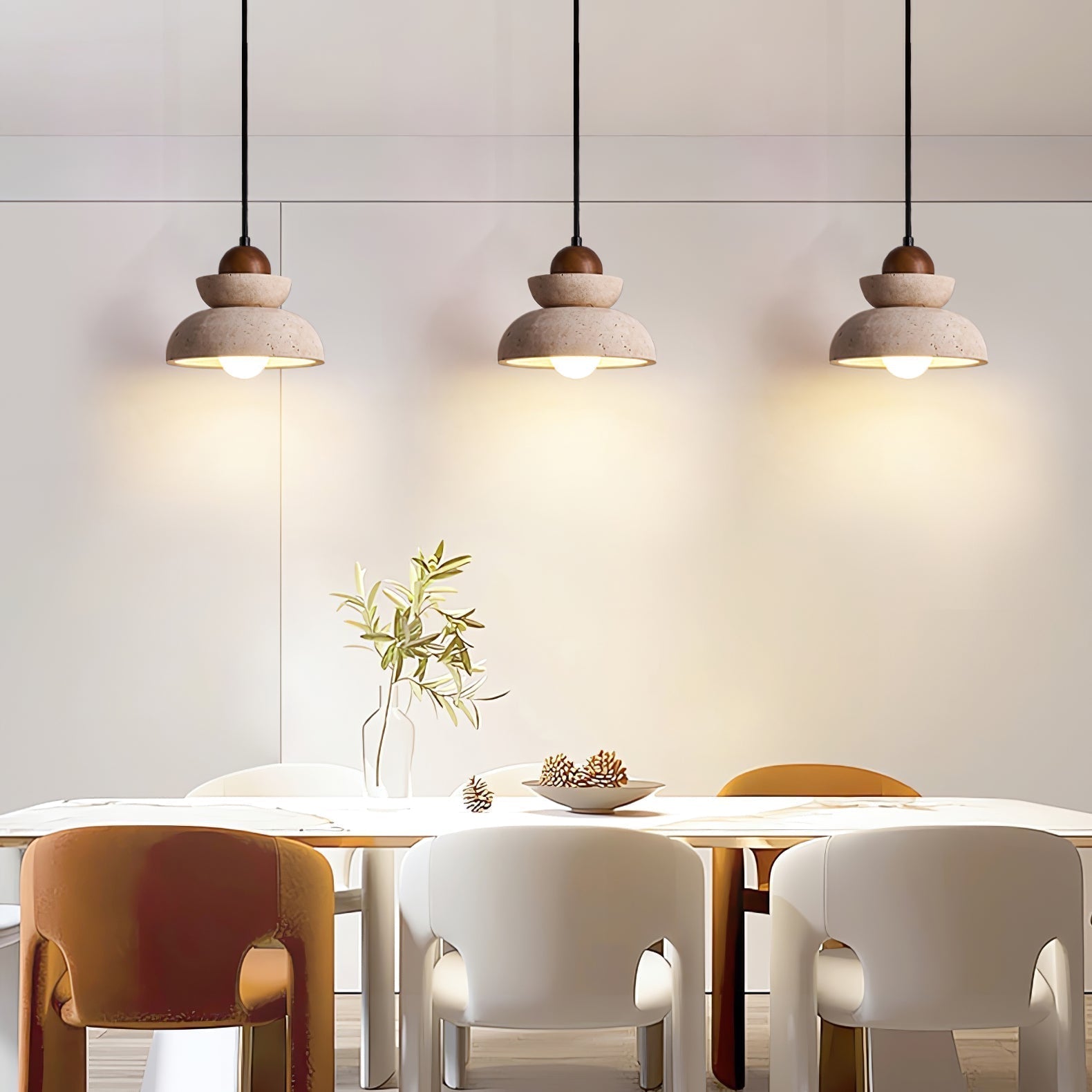 Zophaos Tiered-Bell Travertine Pendant Light - Letslighting