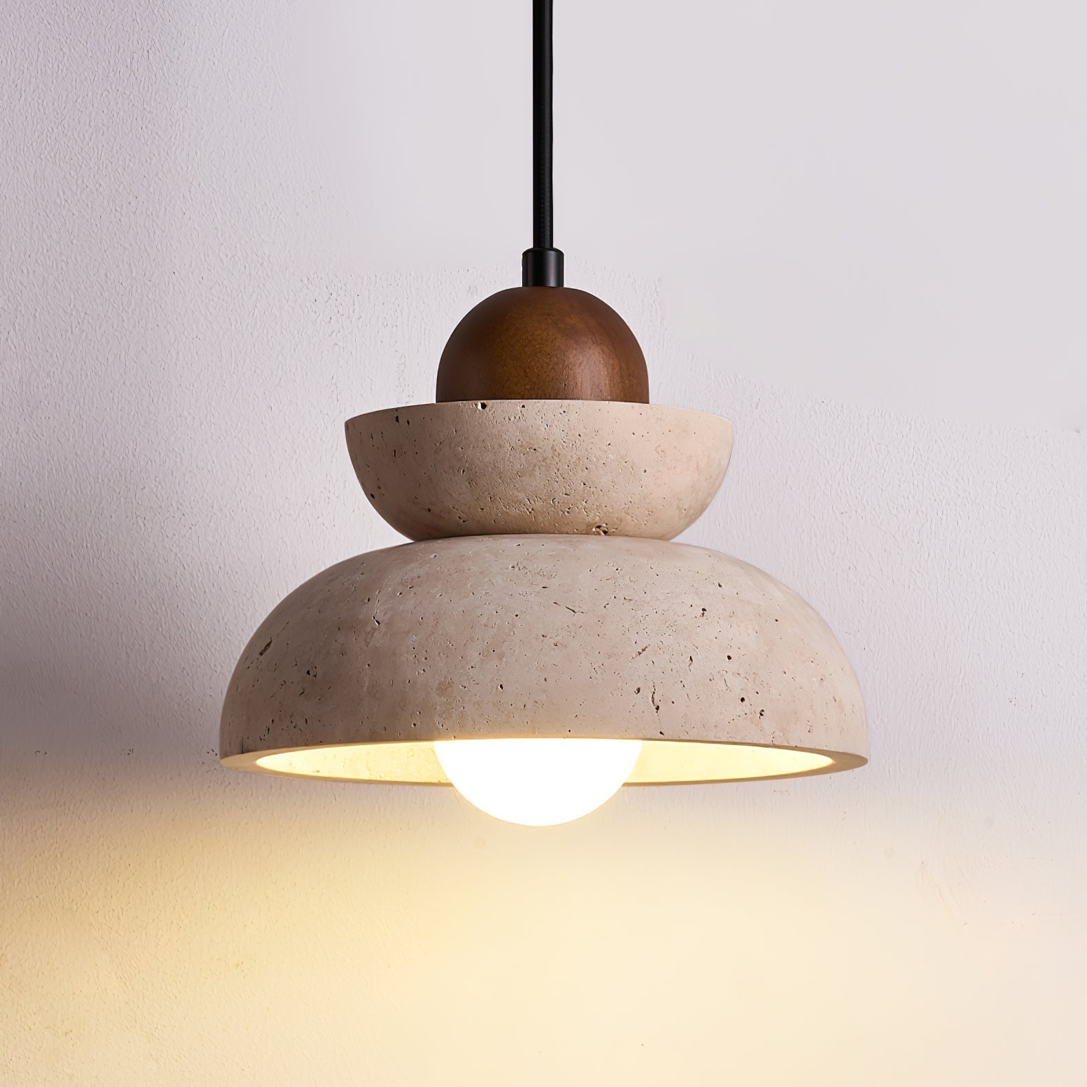 Zophaos Tiered-Bell Travertine Pendant Light - Letslighting