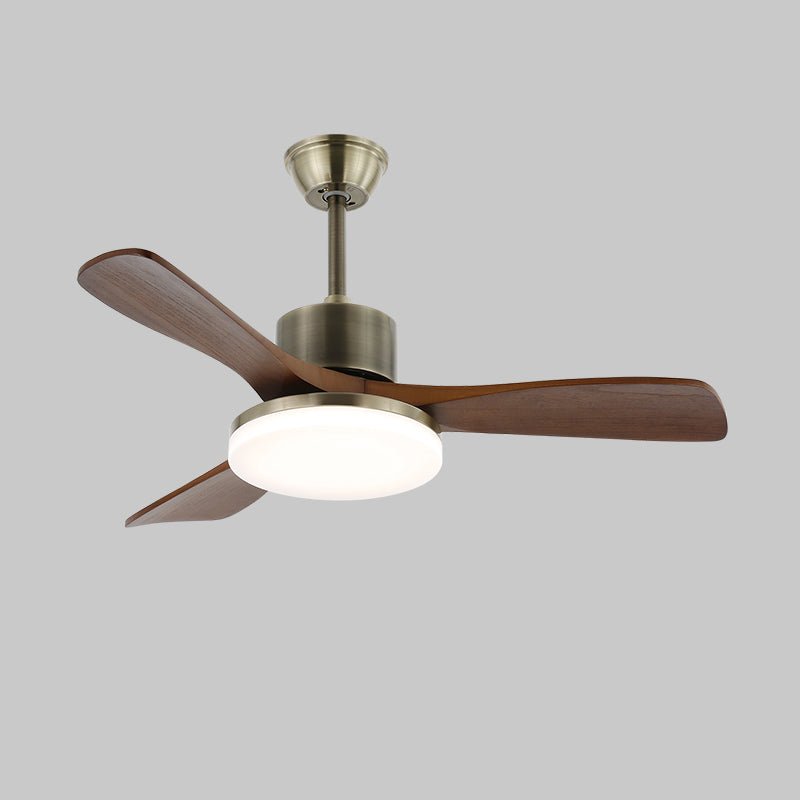 Ventilateur de plafond lumineux Ventio avec une finition grain de bois Noyer.