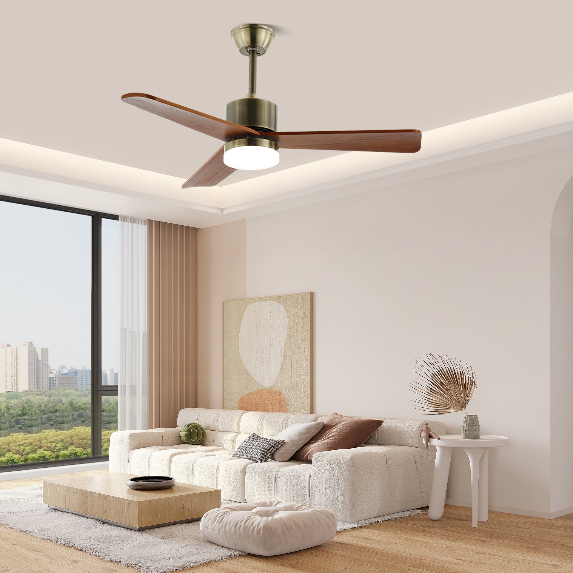 Ventilateur de plafond lumineux Ventio, vue de dessus.