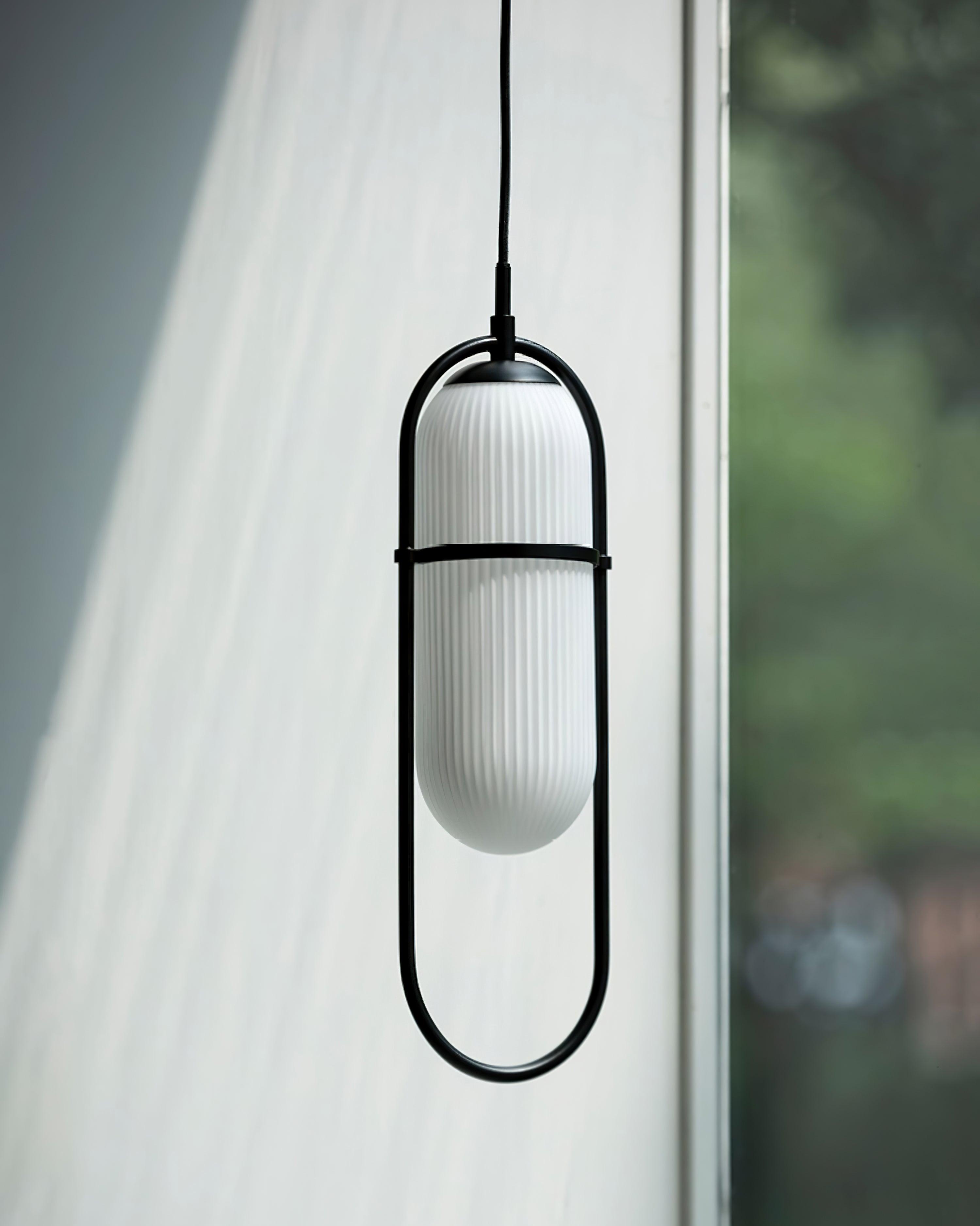 Zesta Pendant Lamp Ribbed Glass Minimalist - Letslighting