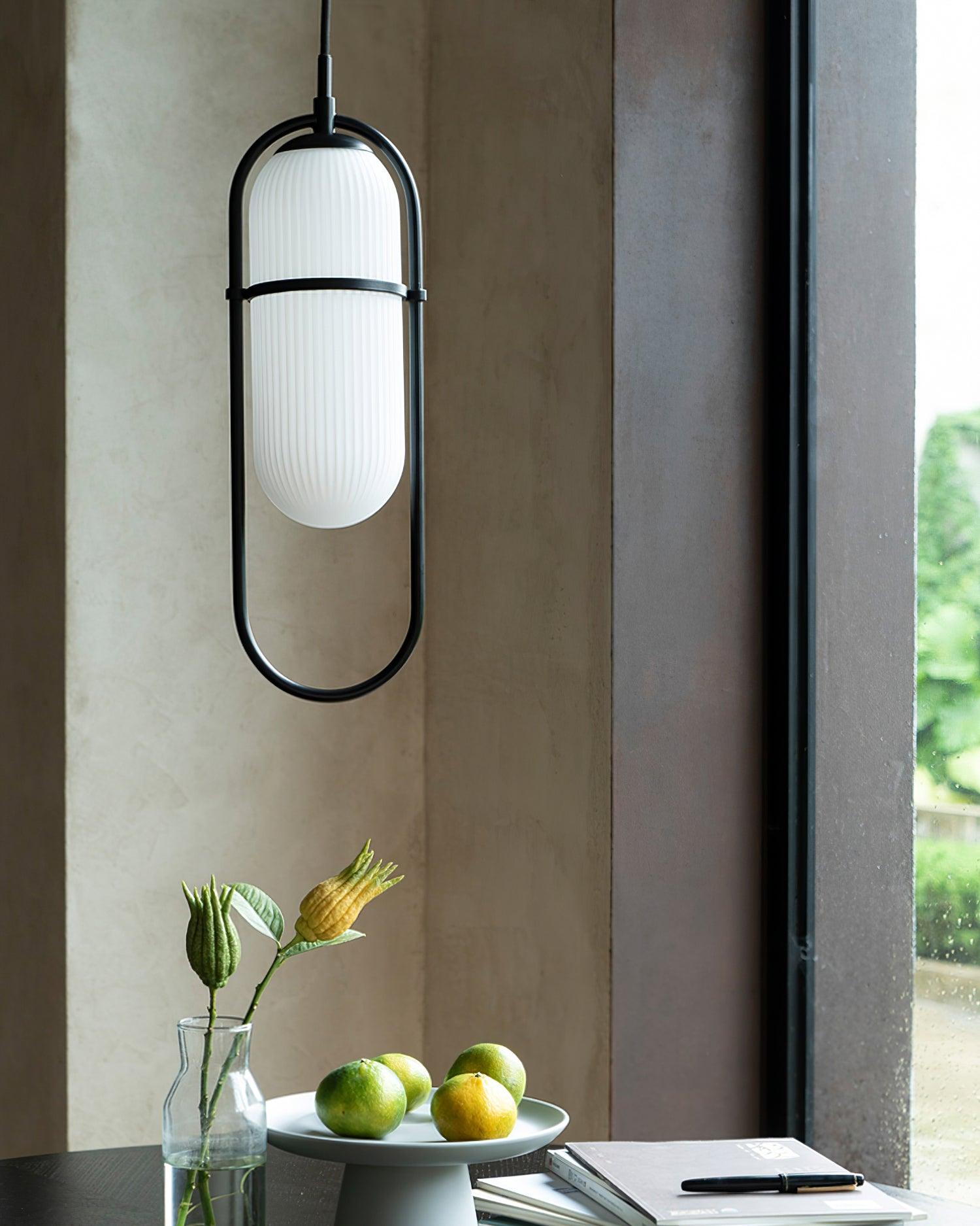 Zesta Pendant Lamp Ribbed Glass Minimalist - Letslighting