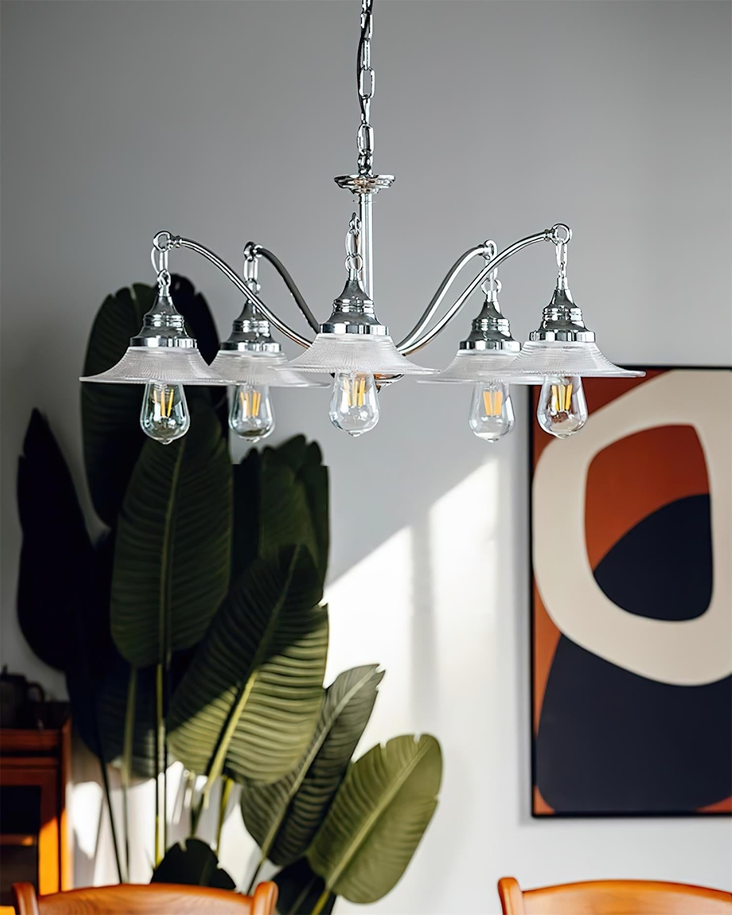 Zowie Chandelier Curved Vintage Flair - Letslighting