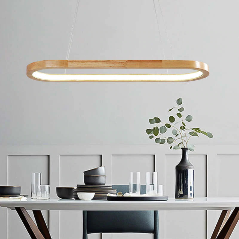 Muto Suspension Ellipse Moderne, Bois/Acrylique, Bois, Salon - Neutralighting