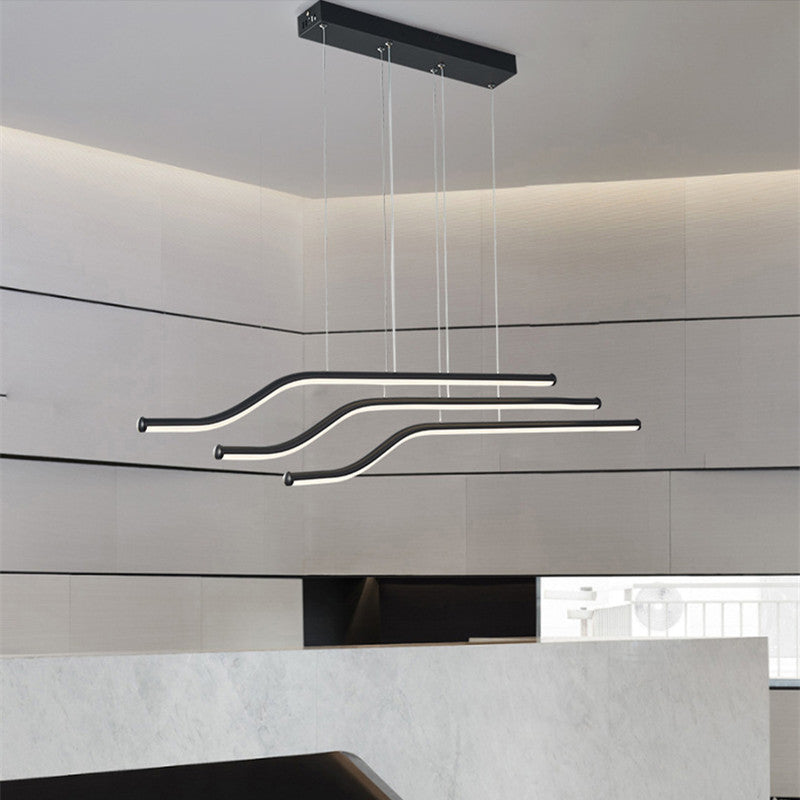 Arisha Lustre Linéaire Minimaliste, Metal/Gel de silice, Noir/Blanc, Chambre - Neutralighting