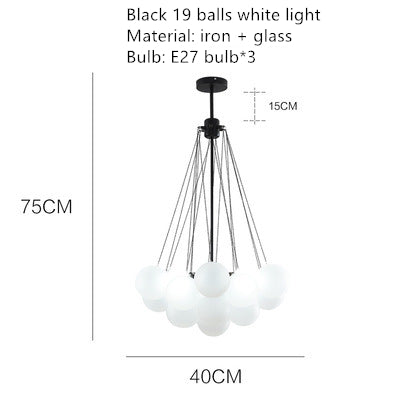Valentina Lustre Globe Modenre, Fer/Verre, Noir/Blanc, Salon - Neutralighting