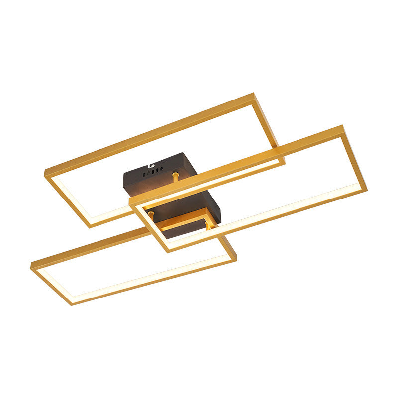 Arisha Plafonnier Rectangle Moderne, Métal/Gel de Silice, Noir/Blanc/Doré, Salon - Neutralighting