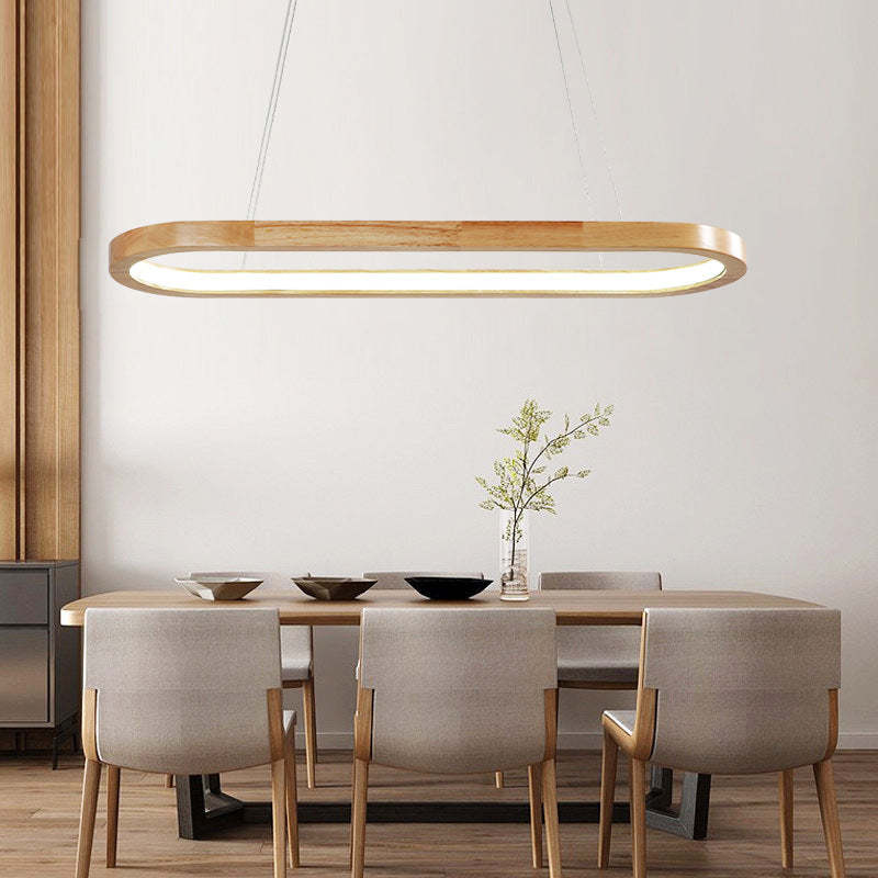 Muto Suspension Ellipse Moderne, Bois/Acrylique, Bois, Salon - Neutralighting