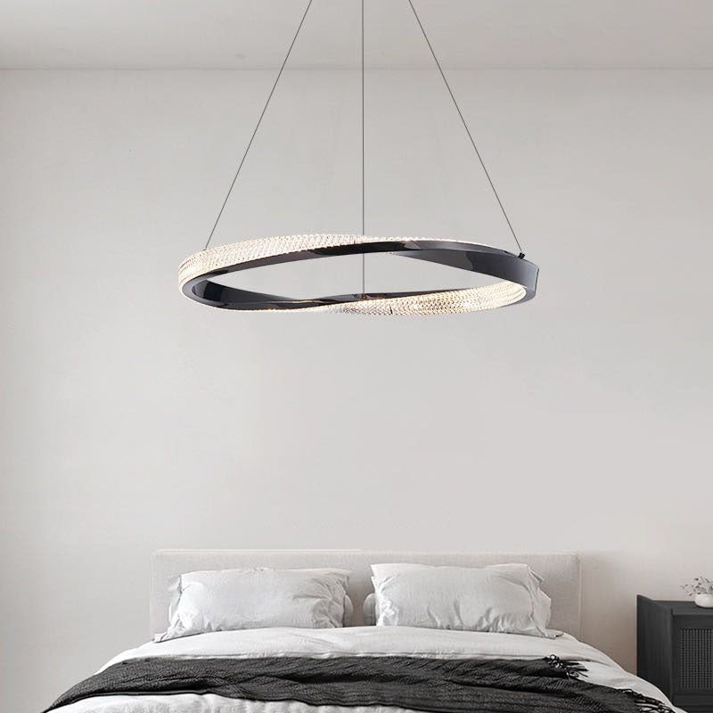 Kristy Luminaires Suspensions Anneau Moderne Métal Acrylique Noir/Cuivre Salon/Chambre à Coucher - Neutralighting