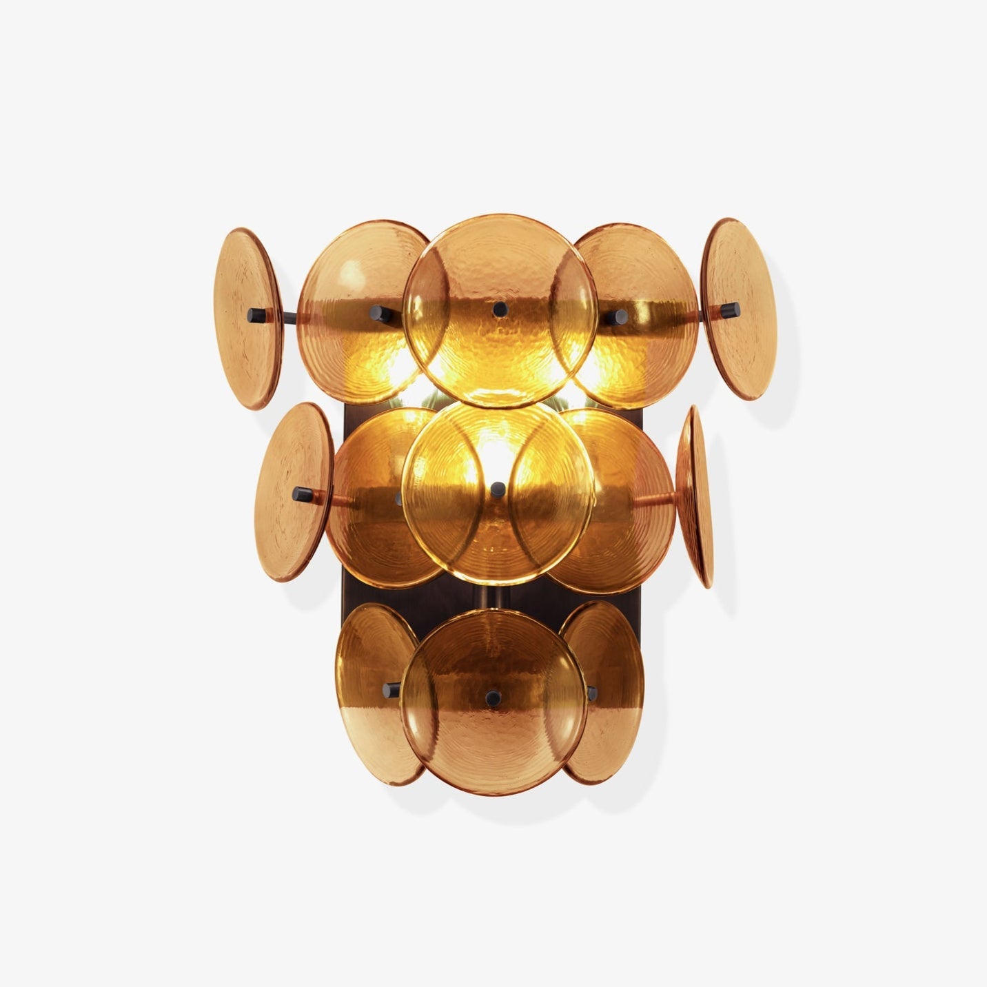 Aurora Wall Sconce Pressed Glass Disc Vintage Amber - Letslighting