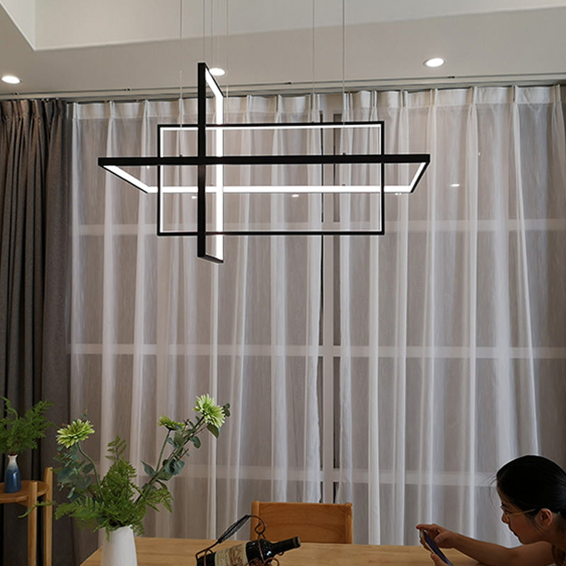 Arisha Lustre Rectangulaire Moderne, Métal/Gel de Silice, Noir/Blanc, Salon - Neutralighting