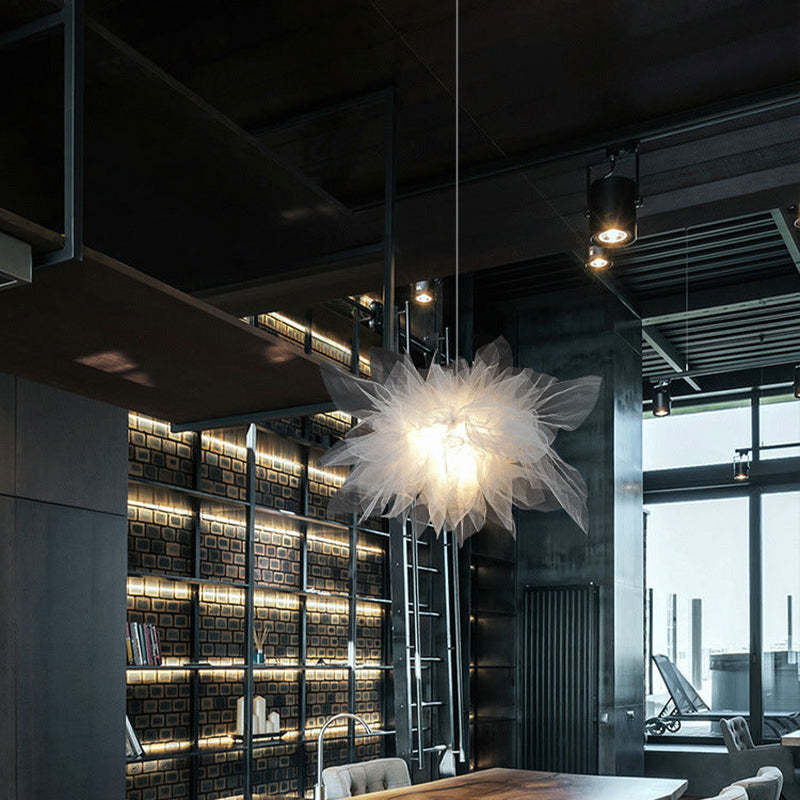 Arisha Suspension Moderne en Forme de Fleur, Tissu, Blanc, Salon/Chambre à Coucher - Neutralighting