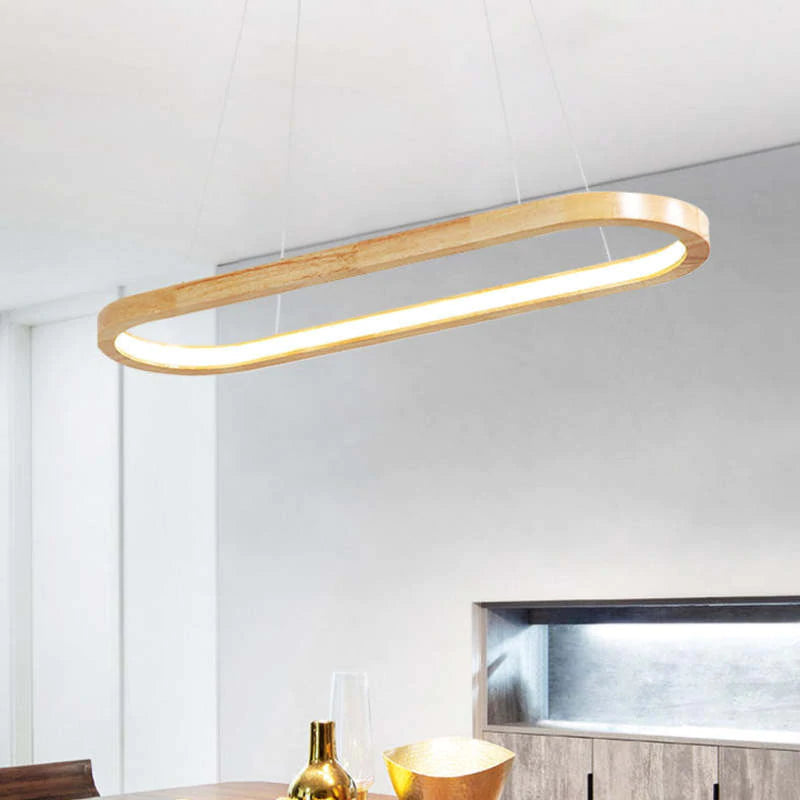 Muto Suspension Ellipse Moderne, Bois/Acrylique, Bois, Salon - Neutralighting