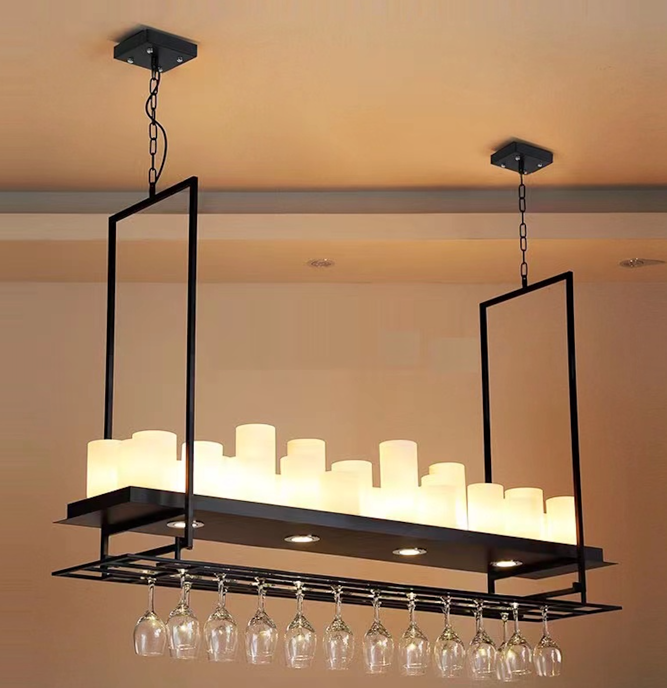 Silva Suspension Cylindre Moderne, Métal/Verre, Blanc/Noir, Restaurant/Bar - Neutralighting