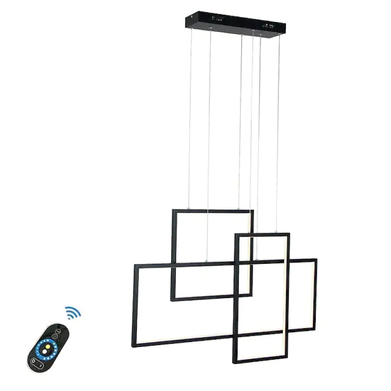 Arisha Lustre Rectangulaire Moderne, Métal/Gel de Silice, Noir/Blanc, Salon - Neutralighting