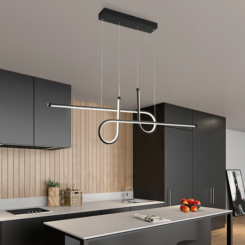 Arisha Suspension Linéaire Moderne, Métal, Noir/Or, Salle à Manger - Neutralighting