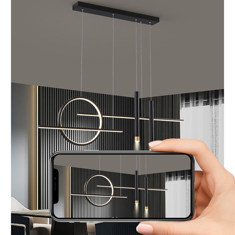 Arisha Suspension Linéaire Moderne, Métal/Acrylique, Noir/Or, Bar/Restaurant - Neutralighting