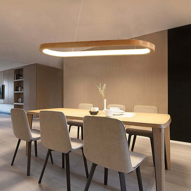 Muto Suspension Ellipse Moderne, Bois/Acrylique, Bois, Salon - Neutralighting