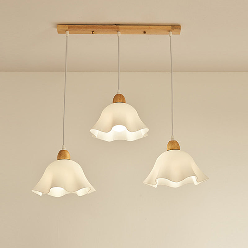 Muto Suspension Minimaliste en Forme de Fleure, Acrylique/Bois, Blanc, Salon/Salle à Manger - Neutralighting