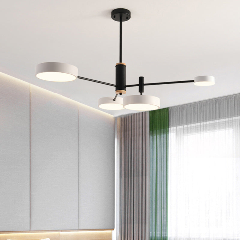Arisha Suspension Ronde/Linéaire Moderne, Métal/Bois, Doré/Blanc/Gris, Salon - Neutralighting