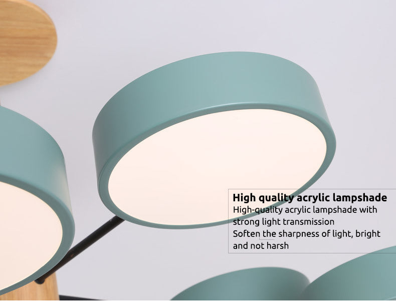 Arisha Plafonnier Cylindre Art Deco, Métal/Bois, Blanc/Vert/Gris, Salon - Neutralighting