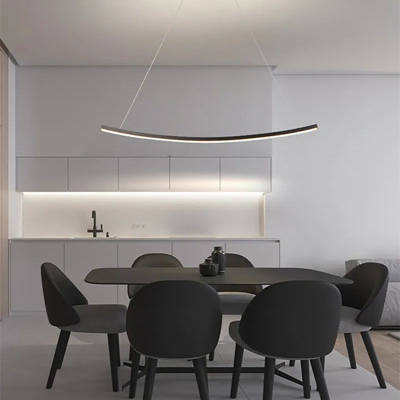 Arisha Suspension Linéaire Minimaliste, Aluminium/Gel de silice, Noir, Salon - Neutralighting