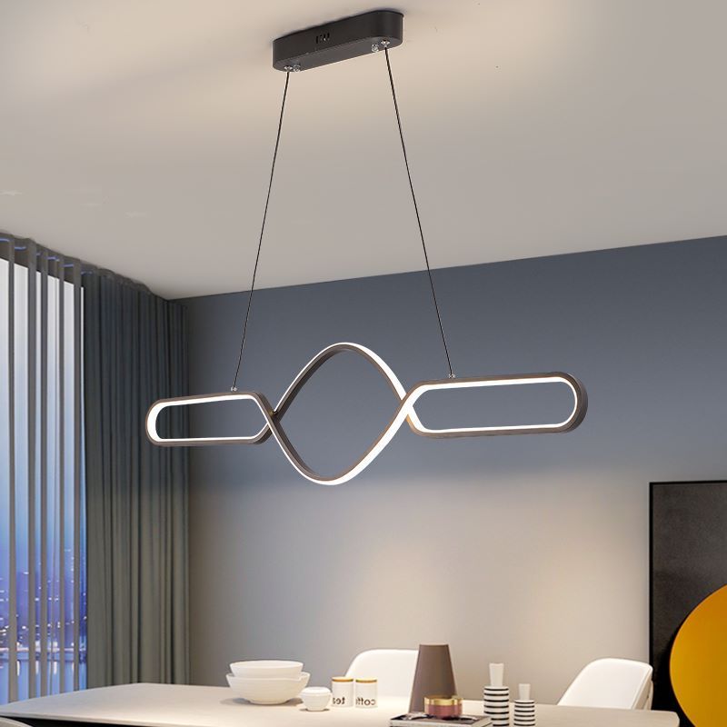 Arisha Suspension LED Linéaire, Métal/Gel de Silice, Noir/Or, Salle à Manger - Neutralighting