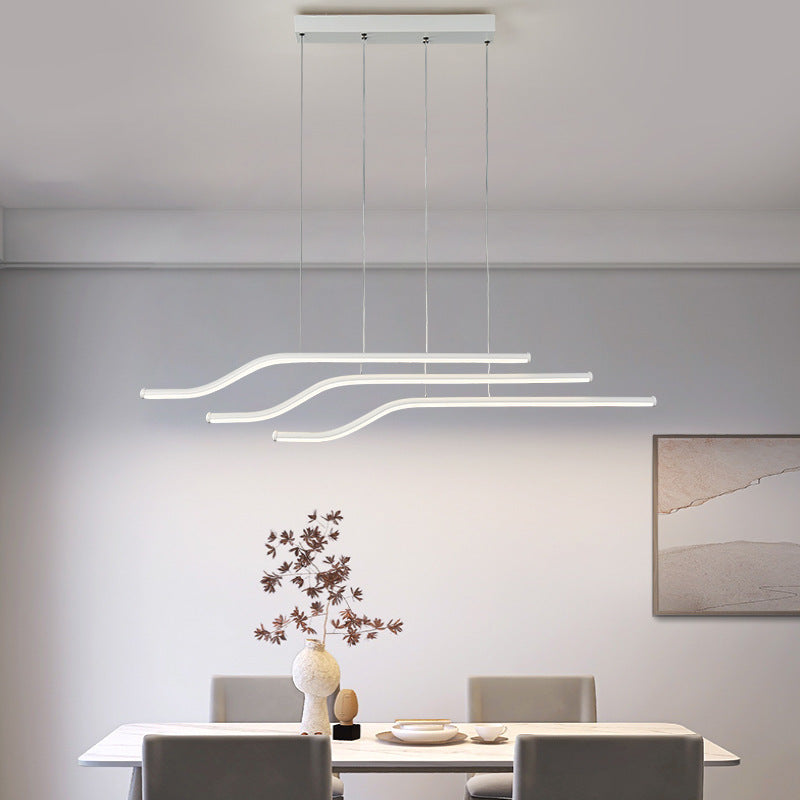 Arisha Lustre Linéaire Minimaliste, Metal/Gel de silice, Noir/Blanc, Chambre - Neutralighting