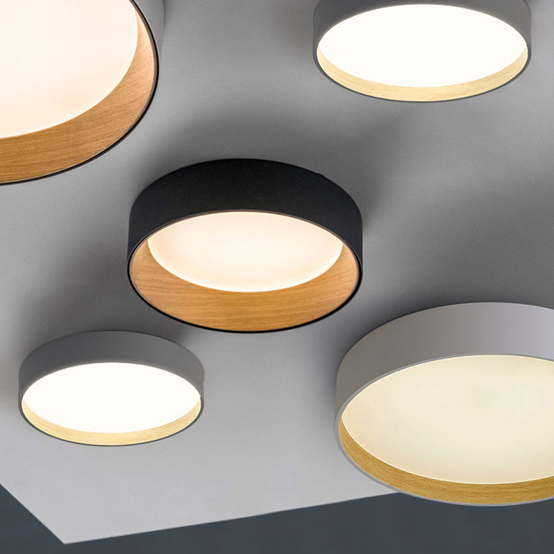 Arisha Plafonnier Rond Moderne, Métal/Acrylique, Blanc/Gris/Noir, Salon - Neutralighting