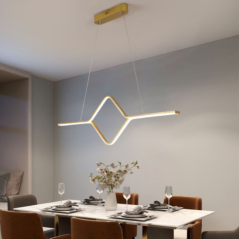 Arisha Suspension Linéaire Simple et Moderne, Métal/ Acrylique, Noir/Or, Salle à Manger - Neutralighting