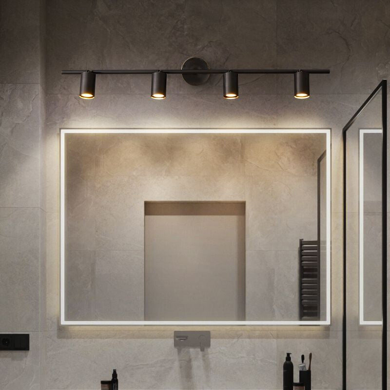 Arisha Applique Murale Cylindrique Minimaliste, Métal, Noir/Laiton, Salle de Bain - Neutralighting
