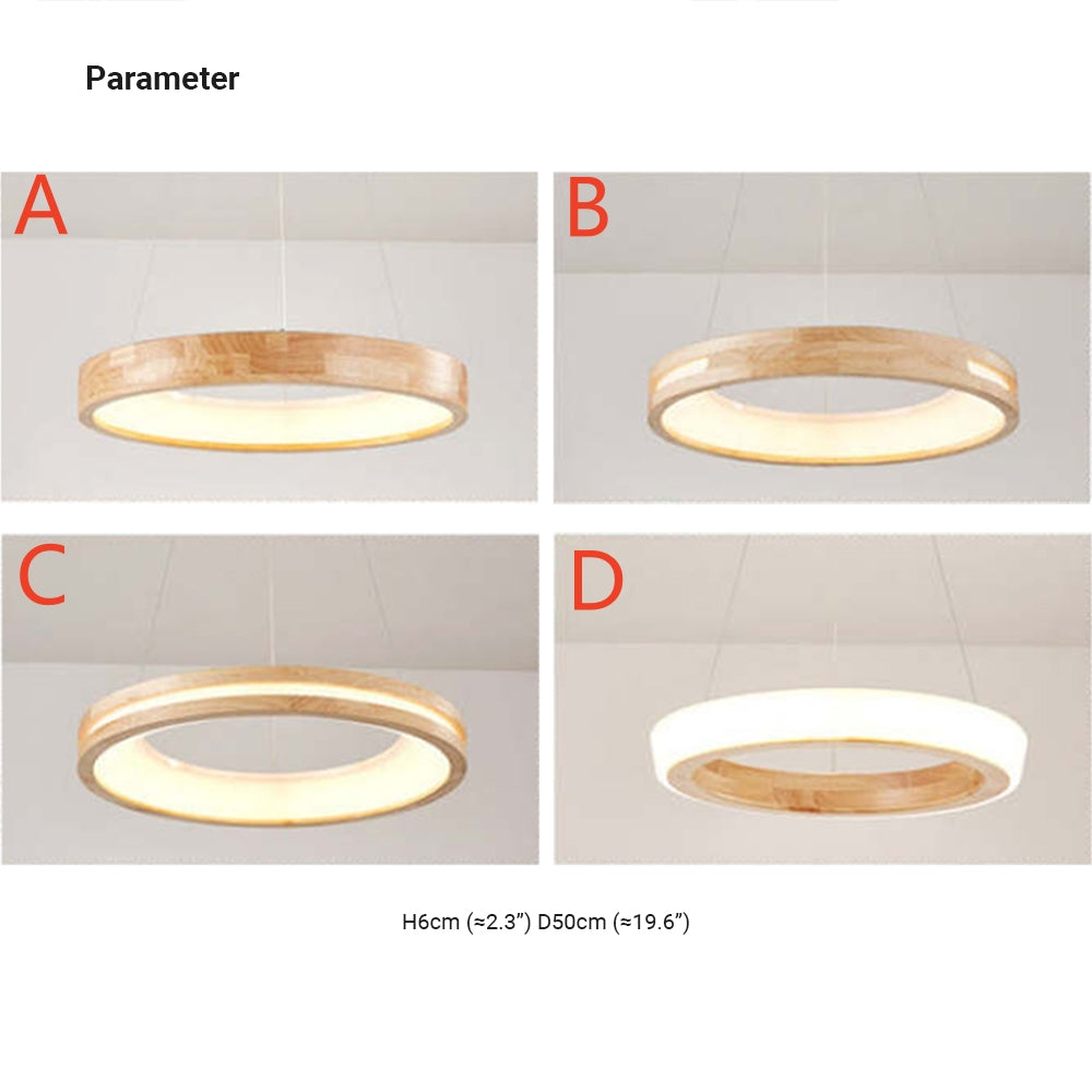 Muto Suspension Anneau Simple, Bois/Acrylique, Bois, Salon - Neutralighting